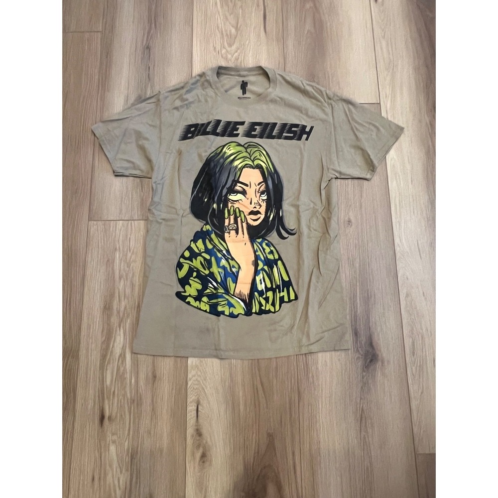 BILLIE EILISH 2020 Tour Concert Graphic T-Shirt Brown Size Medium
